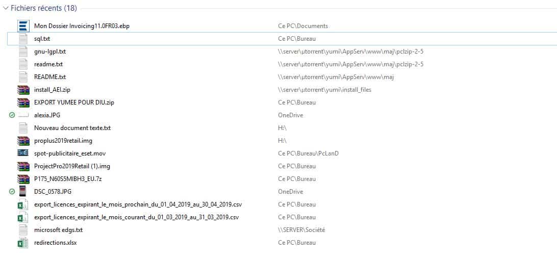 vider les fichiers récents sur Windows 10