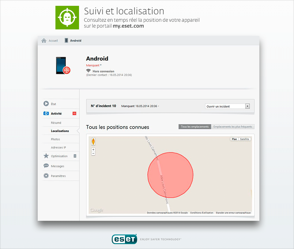 suivi-localisation ESET suivi localisation
