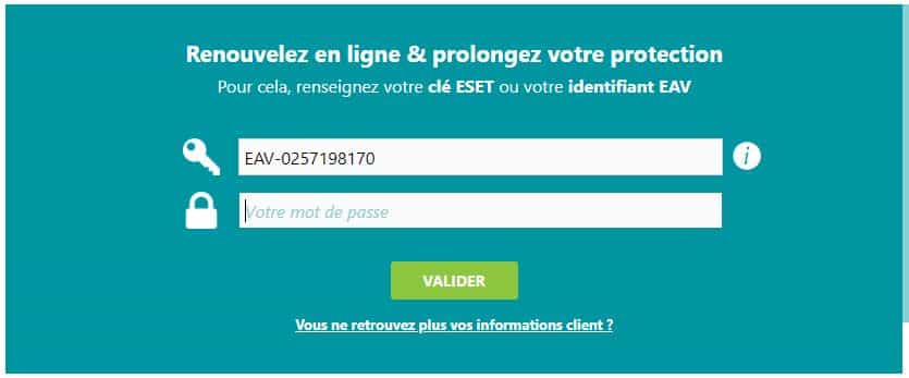 Renouveler ma clé de produit ESET sur la Boutique ESET avec nom d'utilisateur Renouveler ma clé de produit ESET sur la Boutique ESET avec nom d'utilisateur