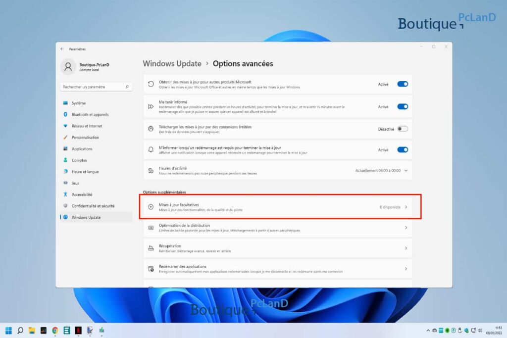 Comment obtenir les mises à jour facultatives sur Windows 11