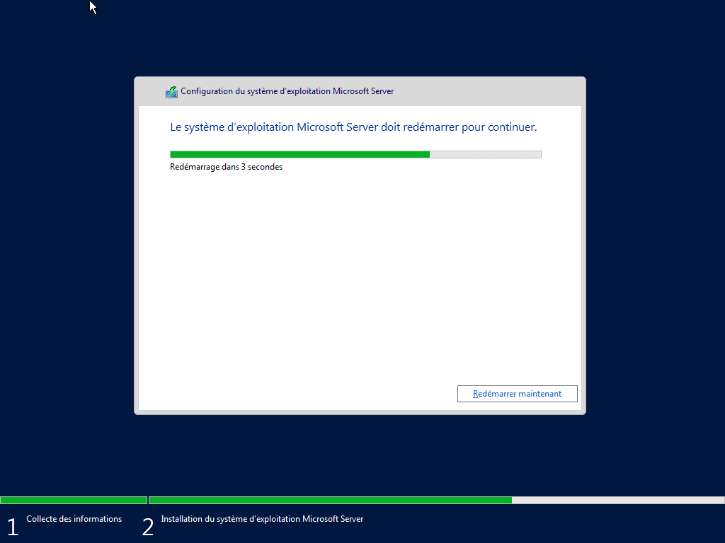 redémarrage de l'installation de windows server redémarrage de l'installation de windows server