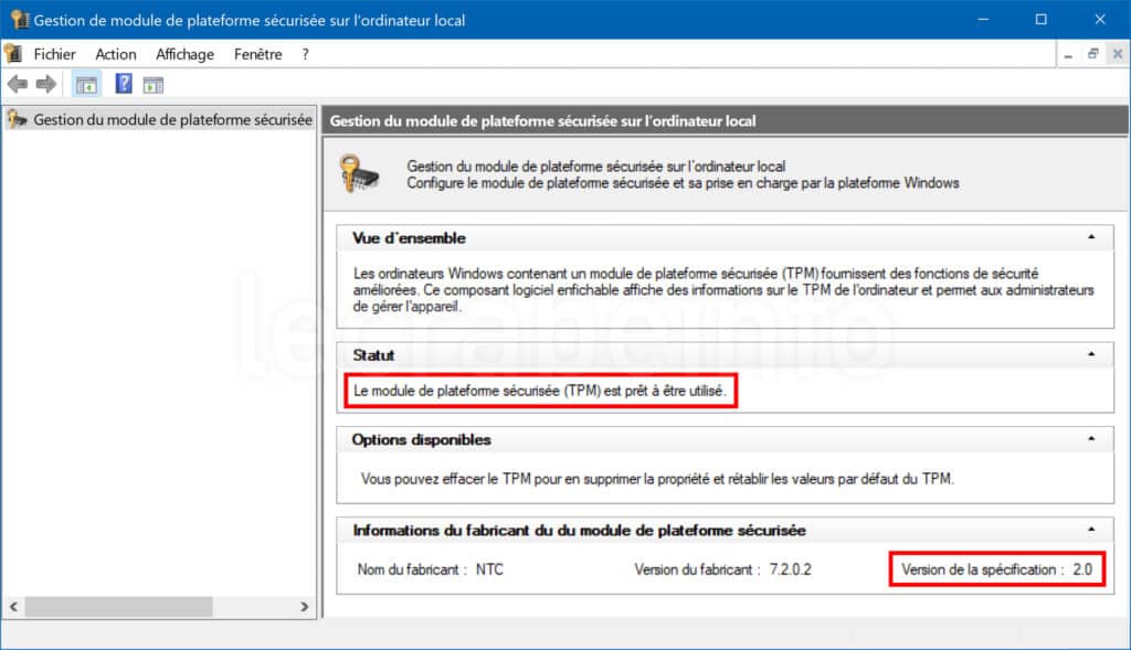 Gestion de module de plateforme sécurisées dur l'ordinateur local tpm Gestion de module de plateforme sécurisées dur l'ordinateur local tpm