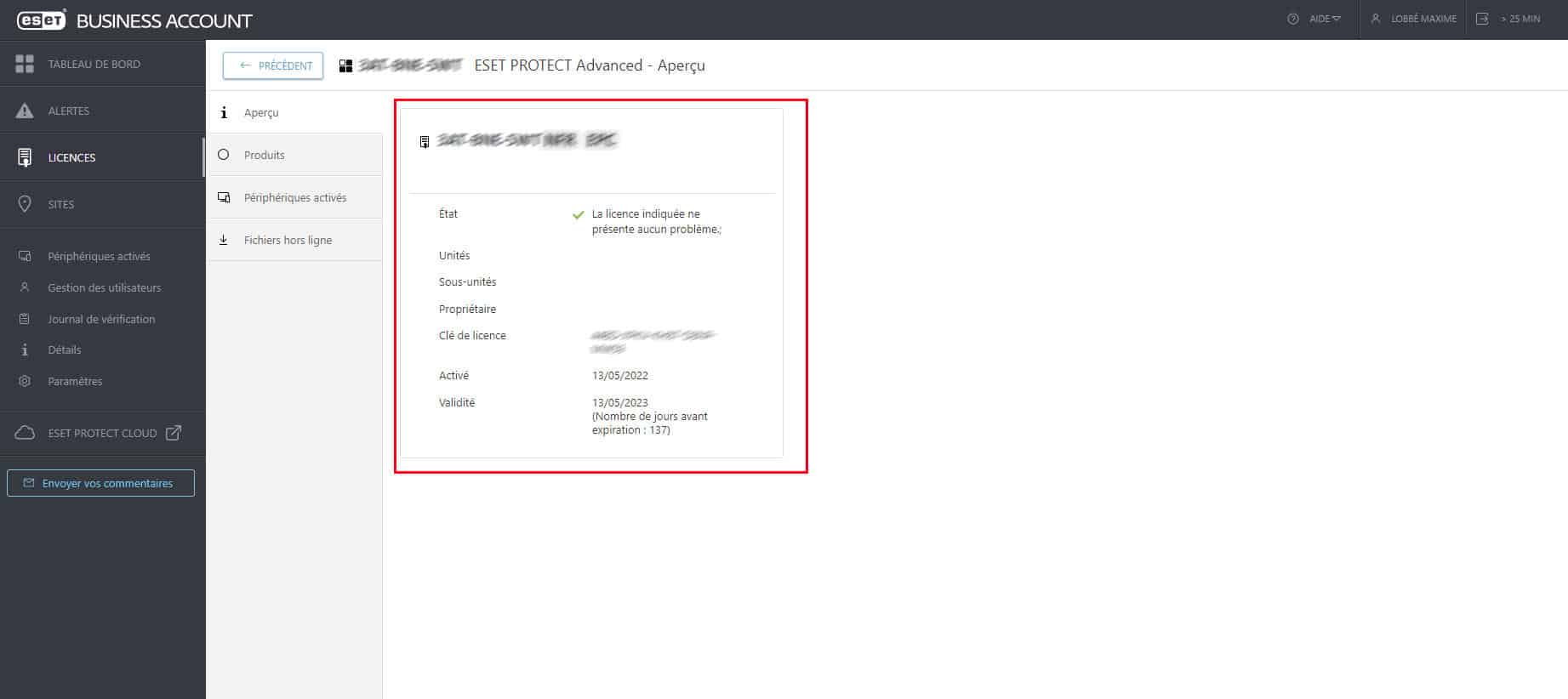 Retrouver clé de licence ESET dans EBA Retrouver clé de licence ESET dans EBA
