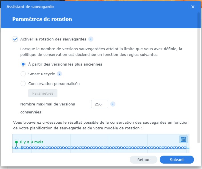 parametre de rotation de sauvegarde sur stockag objet cloud boutique pcland