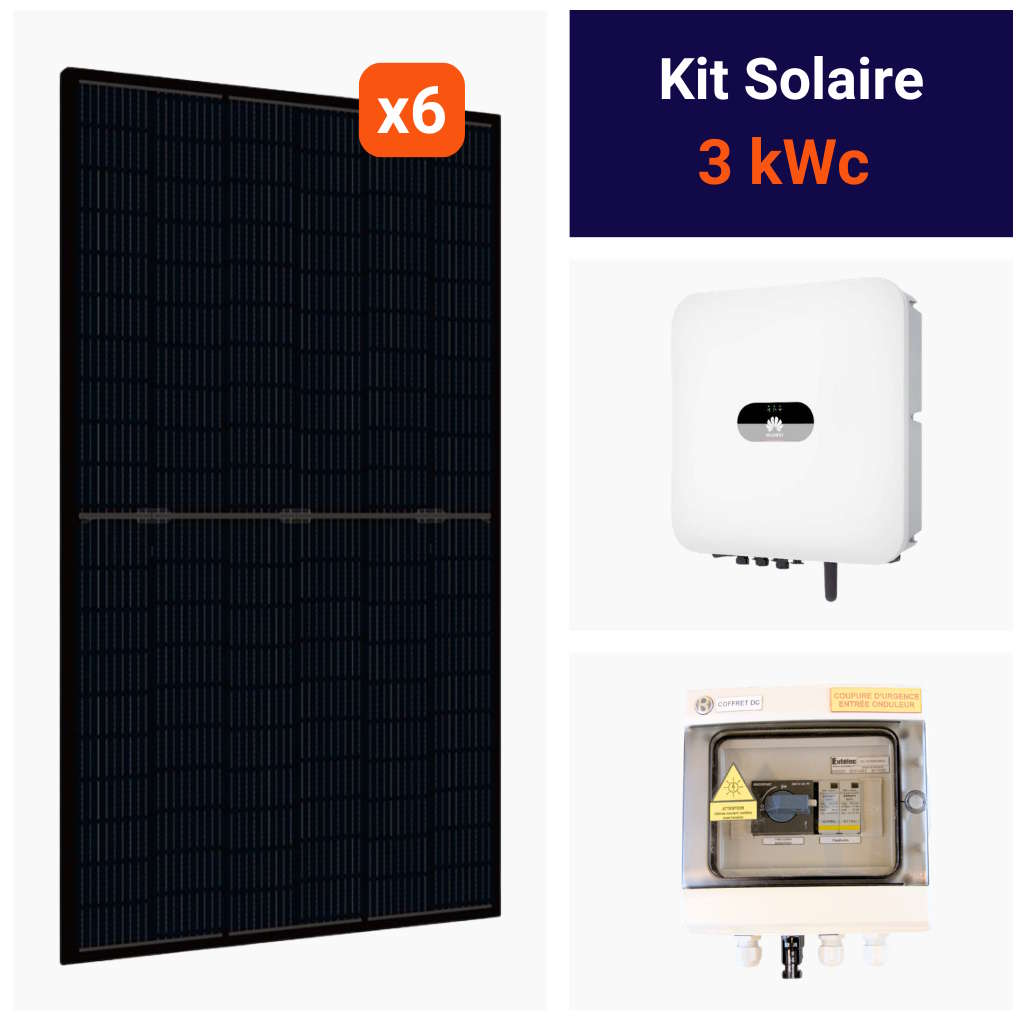 Kit solaire 3kWc Huawei monophasé avec panneaux 500W bifaciaux