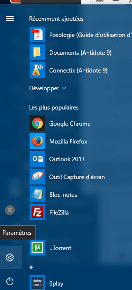 paramètres dans Windows 10 paramètres dans Windows 10